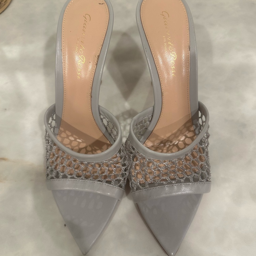 Gianvito Rossi Gray Mesh Mules
